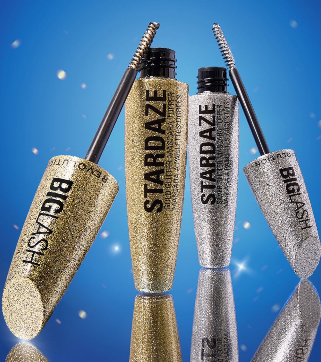 Makeup Revolution - Brillo para cabello, cejas y pestañas Big Lash Stardaze - Stardust Gold