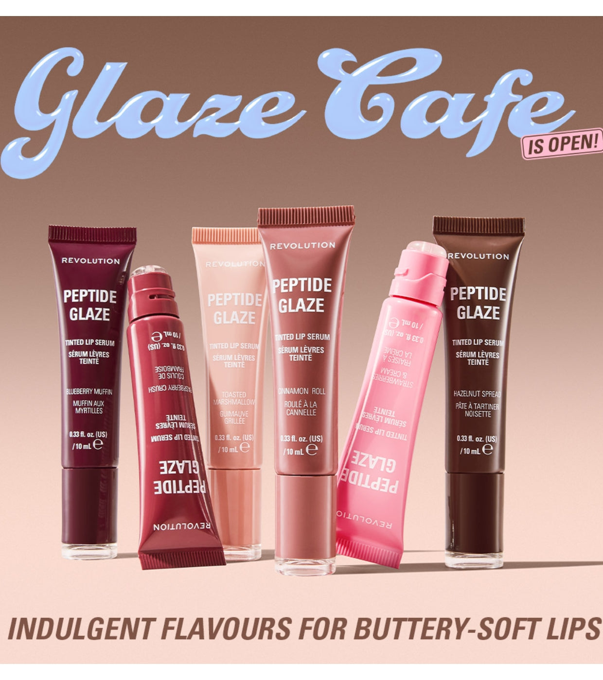Makeup Revolution - Tinte labial con sérum Peptide Glaze - Toasted Marshmallow