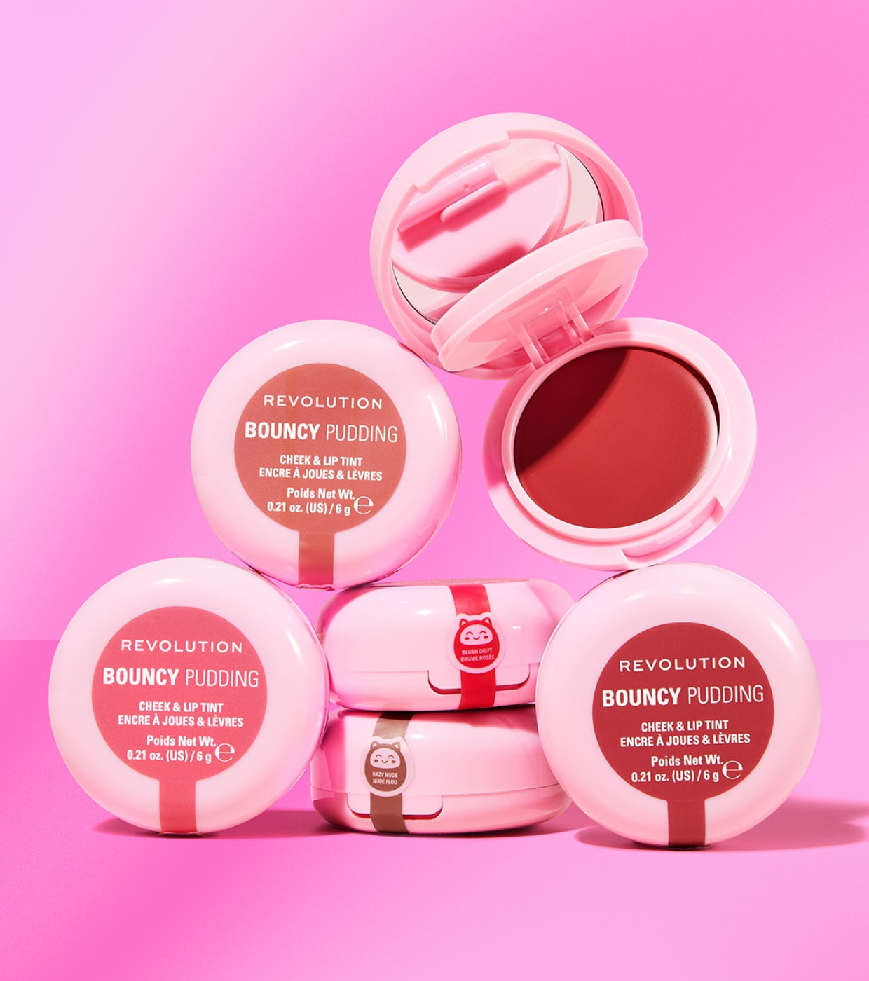 Makeup Revolution - Tinte para mejillas y labios Bouncy Pudding - Hazy Nude