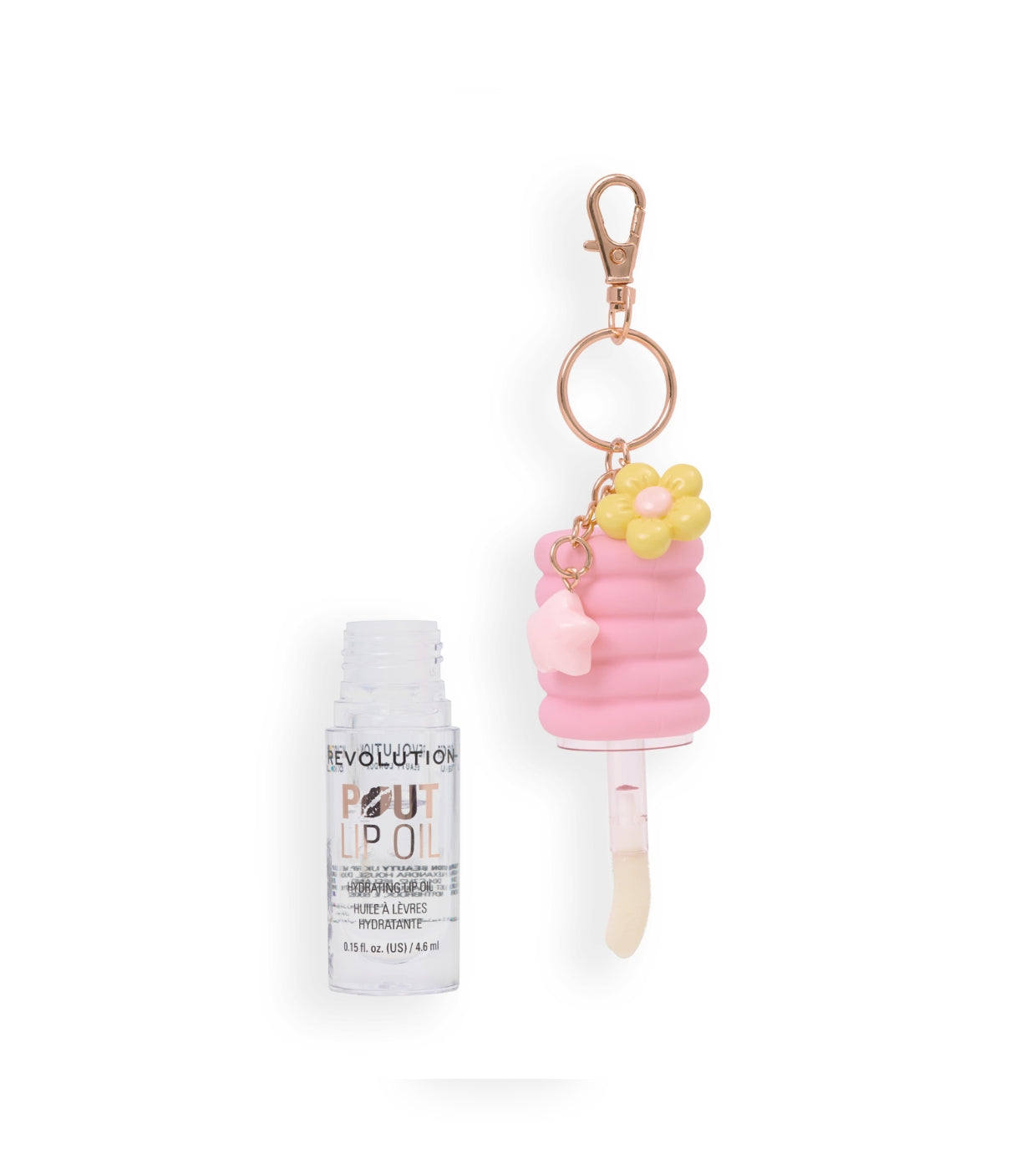 Makeup Revolution - Aceite labial Pout Lip Charm - Lychee Clear Pink