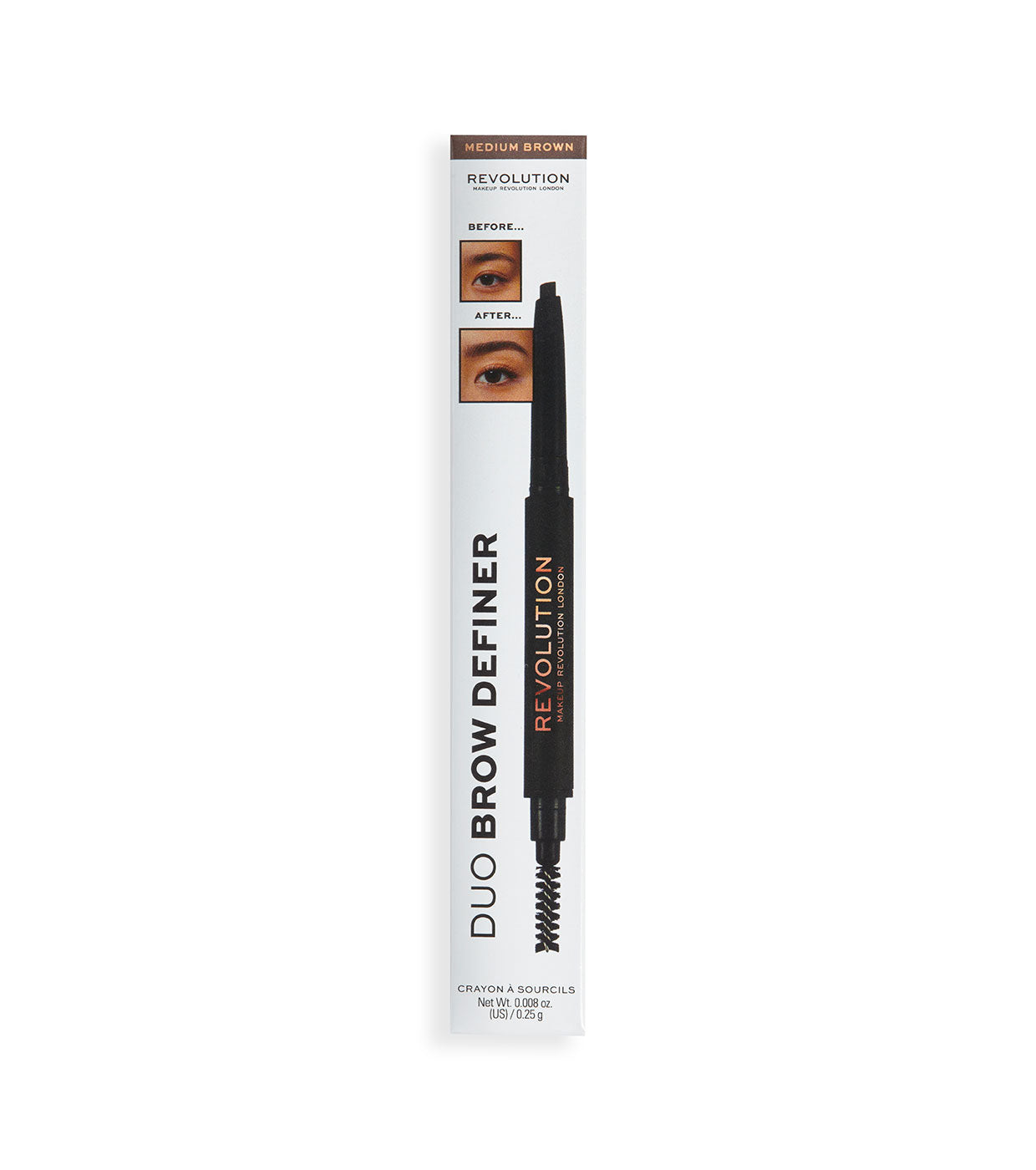 Makeup Revolution - Lápiz para cejas Duo Brow Definer - Medium Brown