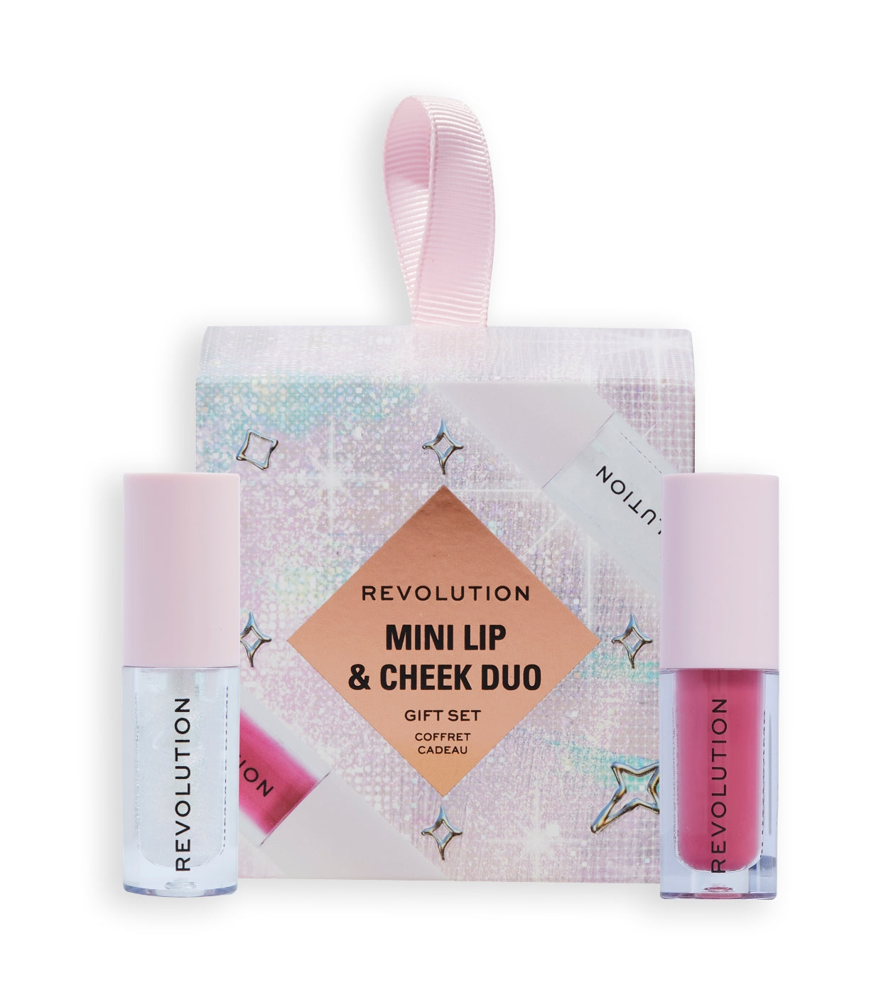 Revolution - Set Mini Lip & Cheek Duo - Mini Blush Bomb Cream Blusher Cute Pink Mini Pout Bomb Clear Shimmer