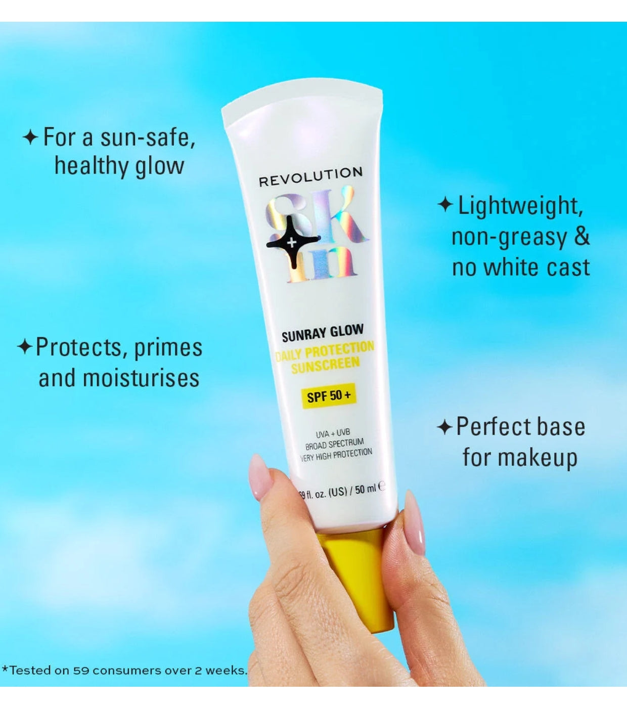 Revolution Skin - Protector solar Sunray Glow Daily Blur SPF50