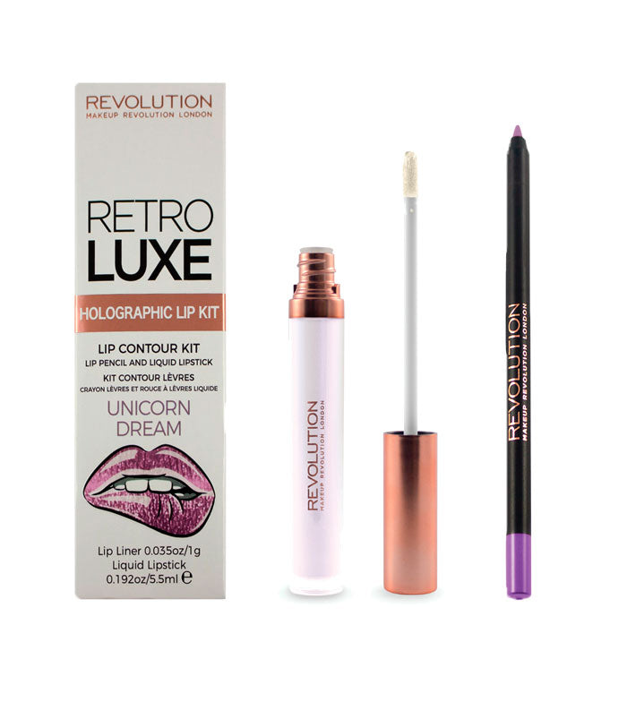 Makeup Revolution - Holographic Lip Kit Retro Luxe - Unicorn Dream