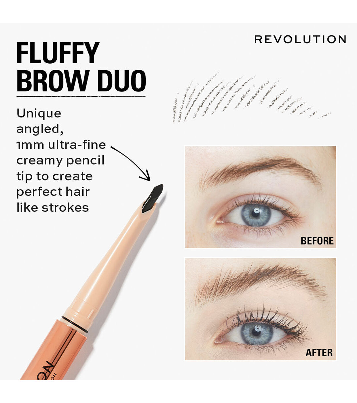 Revolution - Lápiz de cejas Fluffy Brow Filter Duo - Medium Brown