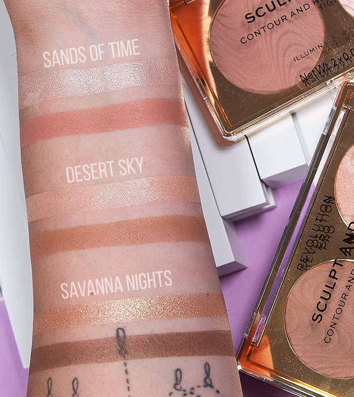 Revolution Pro - Paleta de iluminador y contorno Sculpt and Glow - Savanna Nights