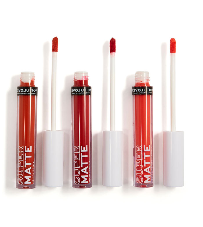 Revolution Relove - Set de 3 labiales líquidos Super Matte - Heat