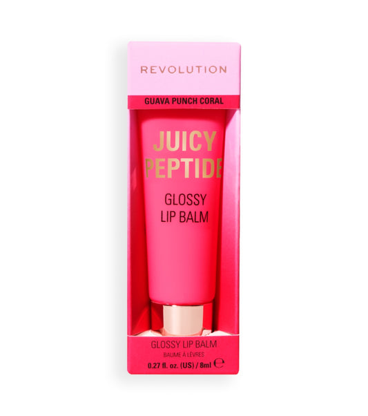 Makeup Revolution - Bálsamo labial con brillo Juicy Peptide - Guava Rum Punch Coral