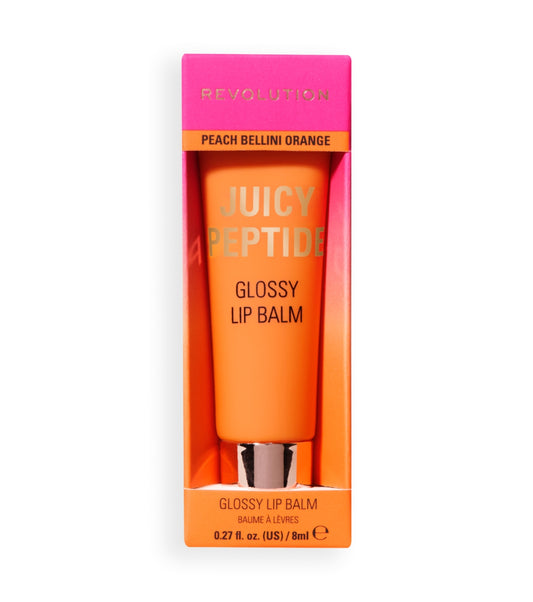 Makeup Revolution - Bálsamo labial con brillo Juicy Peptide - Peach Bellini Orange