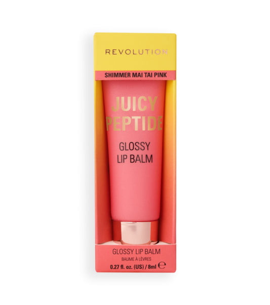 Makeup Revolution - Bálsamo labial con brillo Juicy Peptide - Shimmer Mai Tai Pink