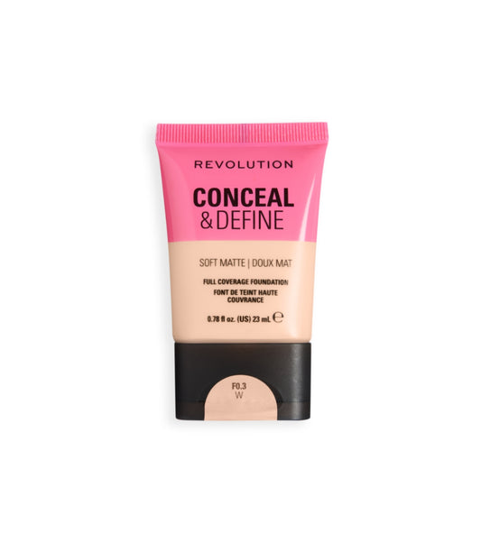 Makeup Revolution - Base de Maquilhagem Conceal & Define Soft Matte - F0.3W