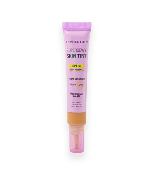 Makeup Revolution - Base de Maquilhagem Superdewy Skin Tint SPF30 - Bronzeado Médio Quente