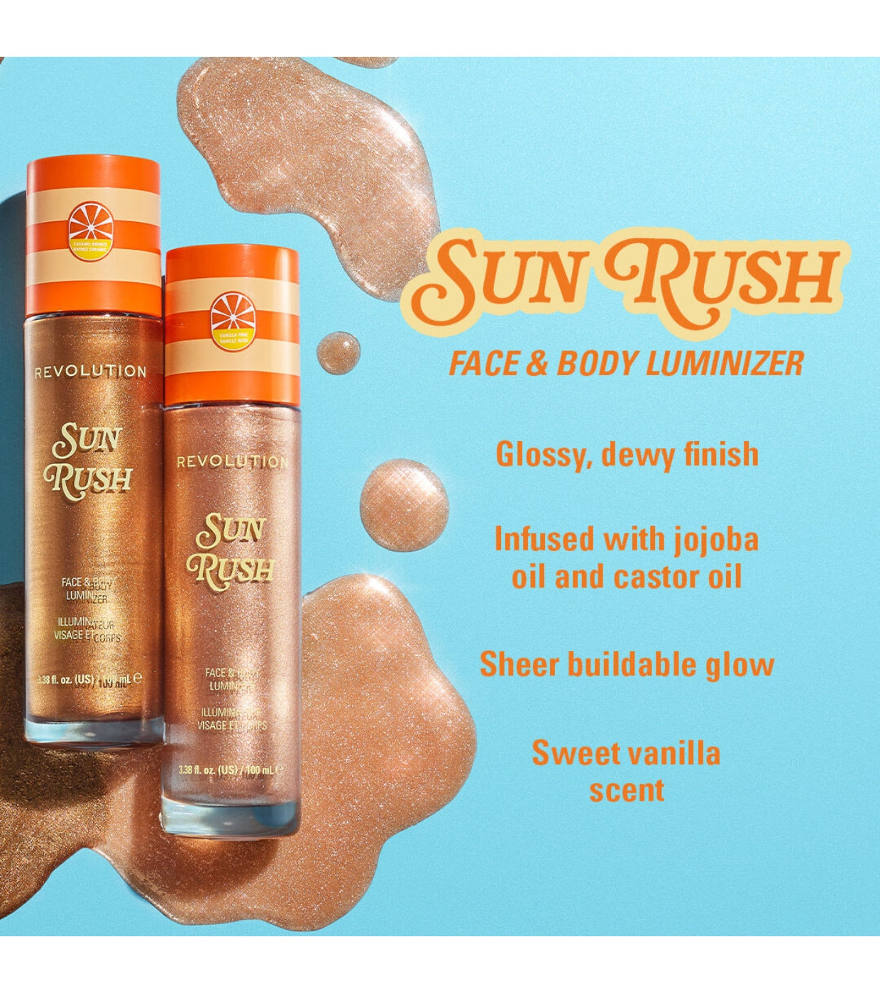 Makeup Revolution - *Club Riviera* - Iluminador corporal Sun Rush - Caramel Bronze
