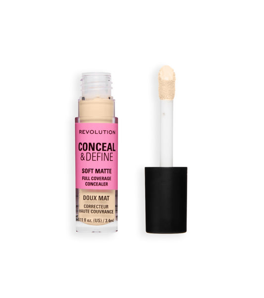 Makeup Revolution - Corretor líquido Conceal & Define Soft Matte - C0.2N