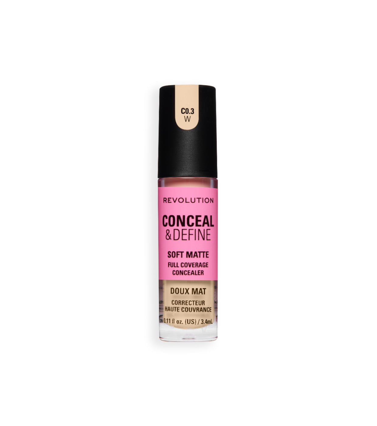 Makeup Revolution - Corrector líquido Conceal & Define Soft Matte - C0.3W