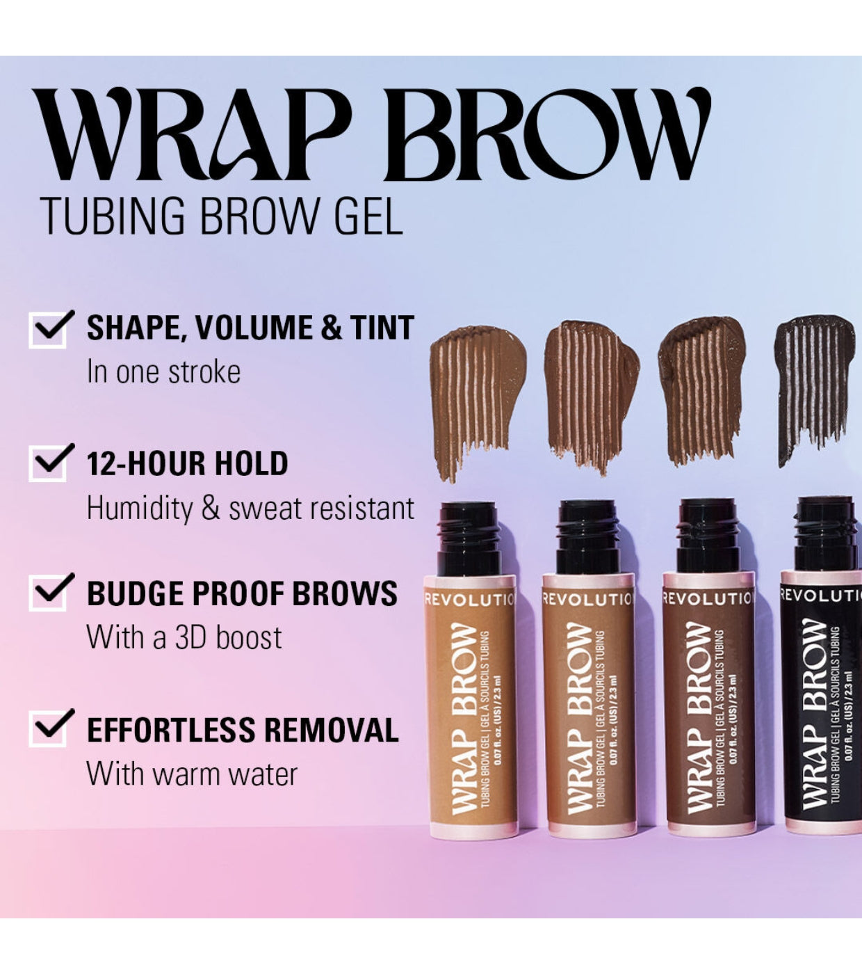 Makeup Revolution - Wrap Brow Gel - Dark Brown