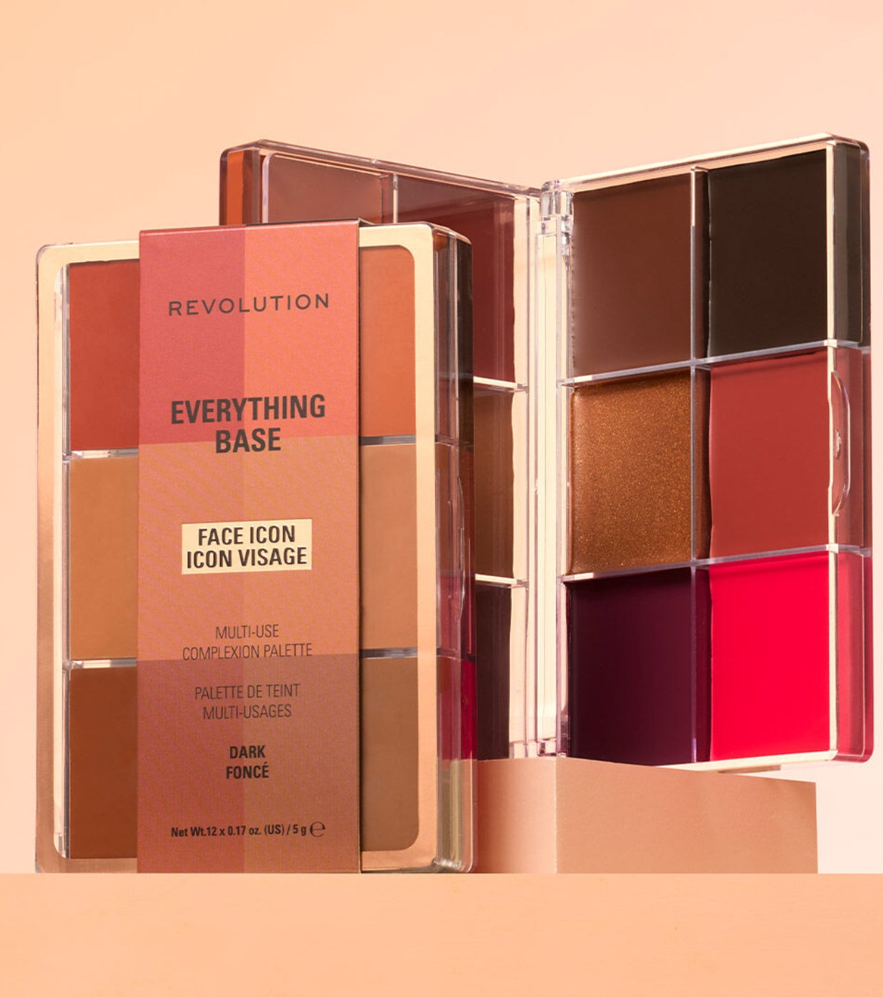 Makeup Revolution - Paleta de rostro Everything Base Face Icon Complexion - Dark