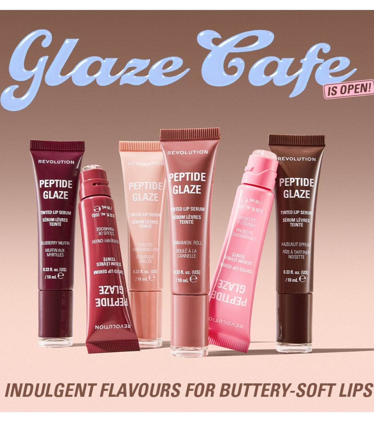 Makeup Revolution - Tinte labial con sérum Peptide Glaze - Cinnamon Roll