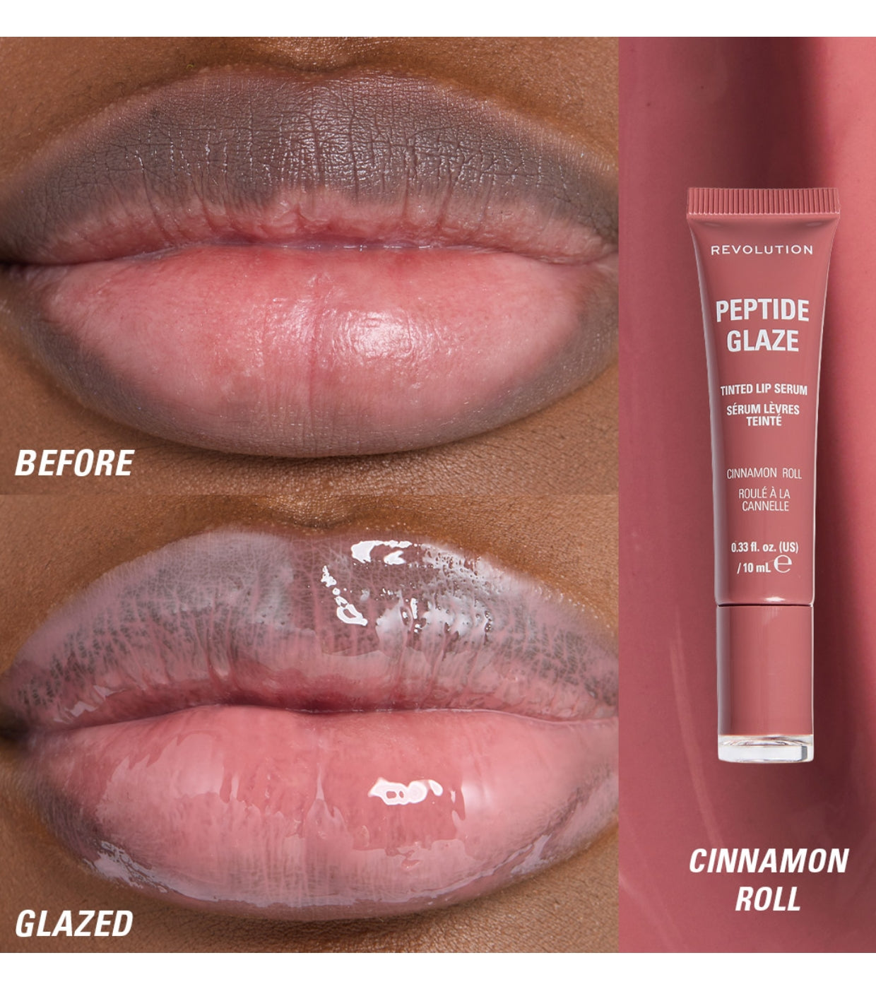 Makeup Revolution - Tinte labial con sérum Peptide Glaze - Cinnamon Roll