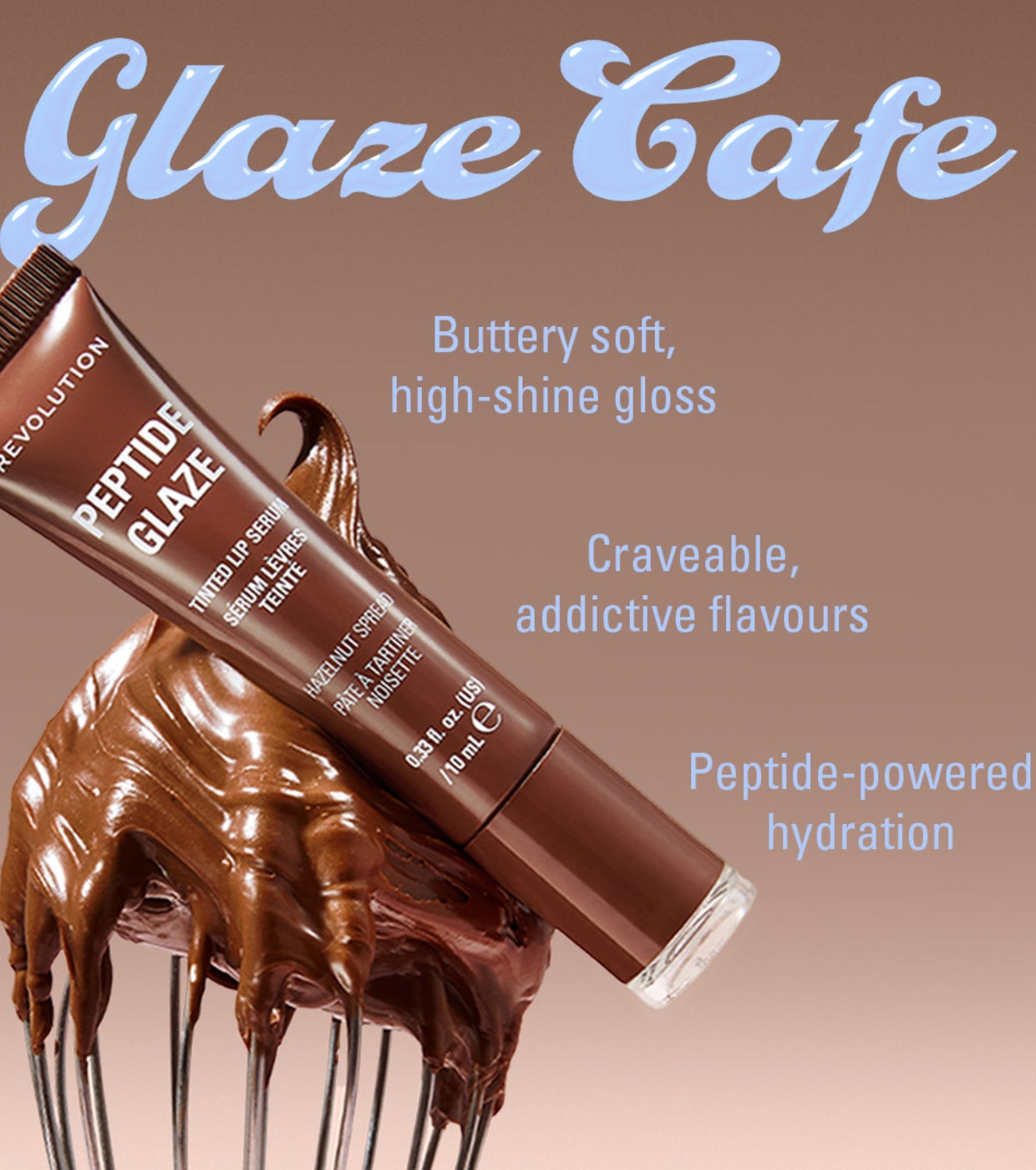 Makeup Revolution - Tinte labial con sérum Peptide Glaze - Hazelnut Spread