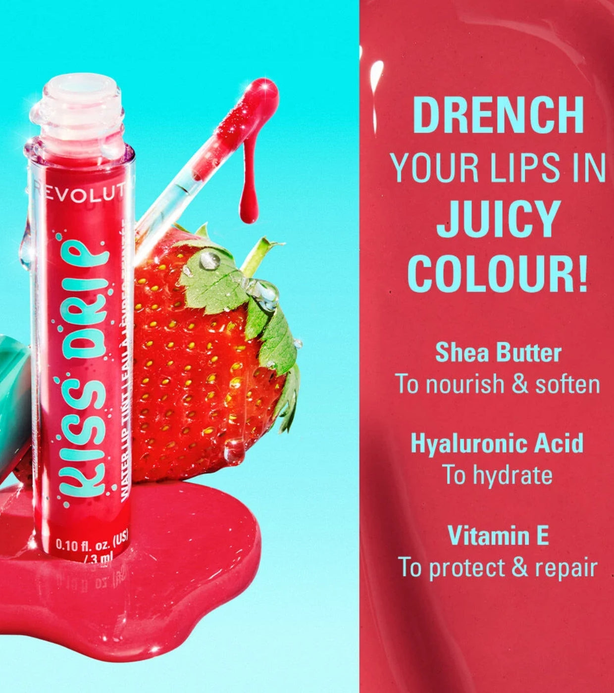 Makeup Revolution - Tinte labial Kiss Drip Water - Cherry Glace