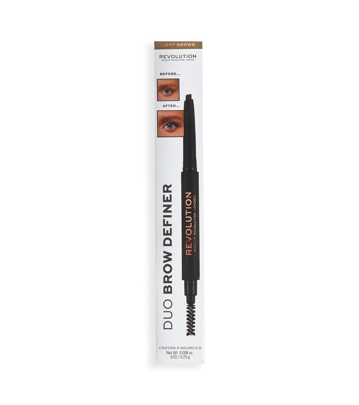 Makeup Revolution - Lápiz para cejas Duo Brow Definer - Light Brown