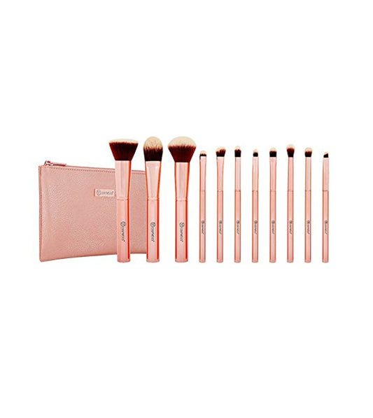 BH Cosmetics - *Metal Rose* - Set de 11 brochas + neceser