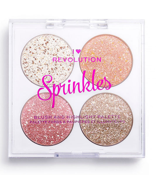 I Heart Revolution- Paleta de coloretes e iluminadores Sprinkles - Frosted Cupcake