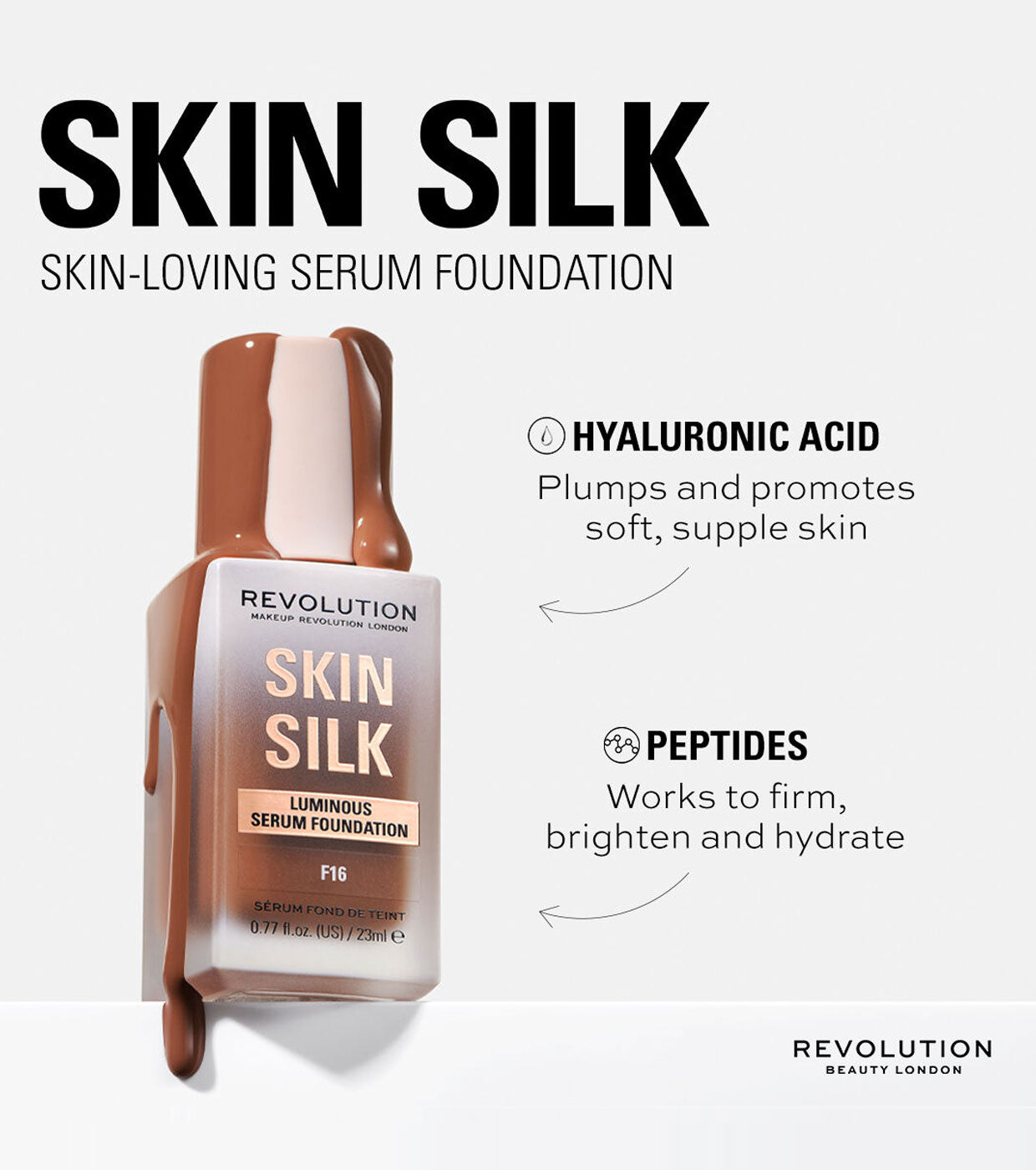 Revolution - Base de maquillaje Skin Silk Serum Foundation - F8