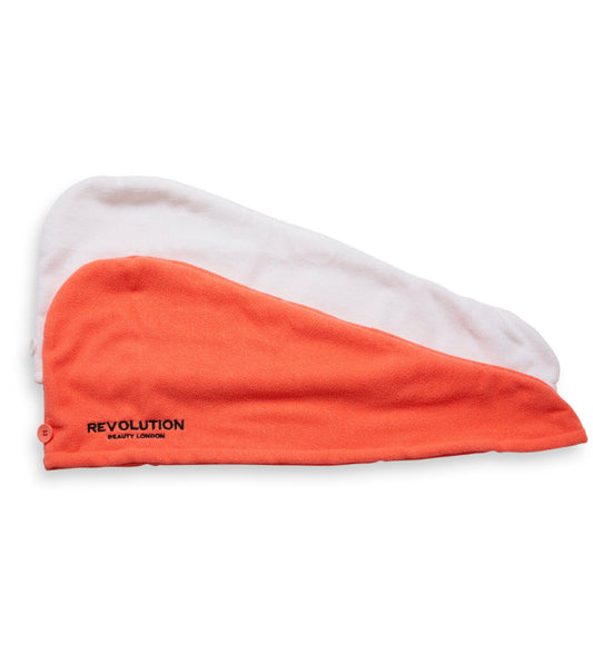 Revolution Haircare  - Pack de toallas de microfibra para el cabello - Blanca y coral