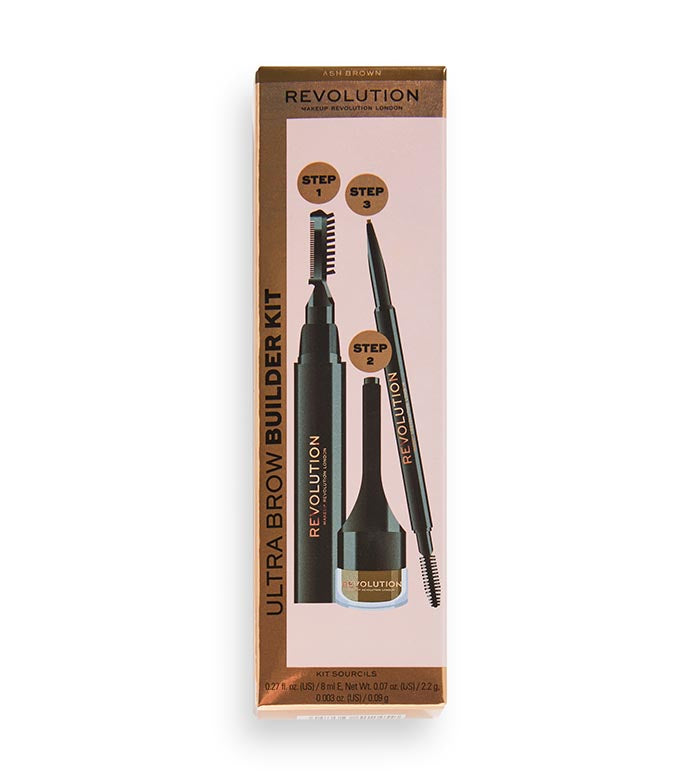 Revolution - Kit de cejas Ultra Brow Builder Kit - Ash Brown