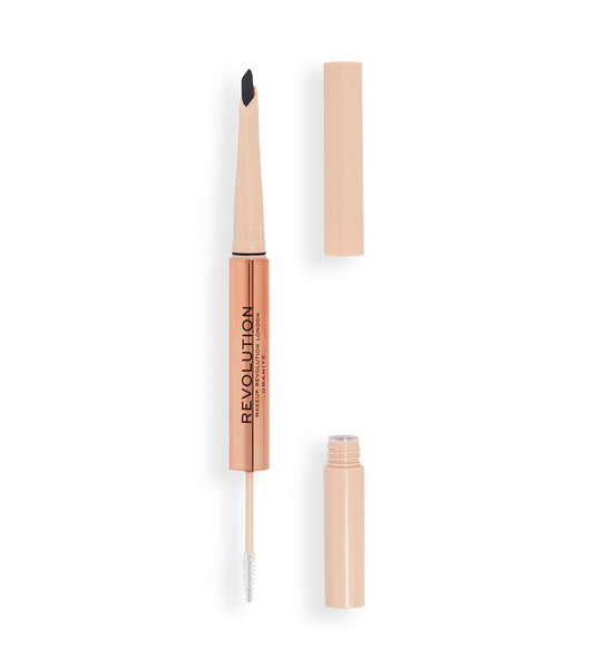 Revolution - Lápiz de cejas Fluffy Brow Filter Duo - Granite
