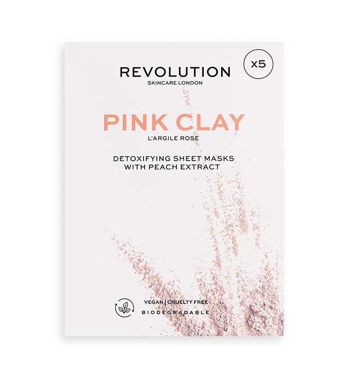 Revolution Skincare - Pack de 5 mascarillas con arcilla rosa
