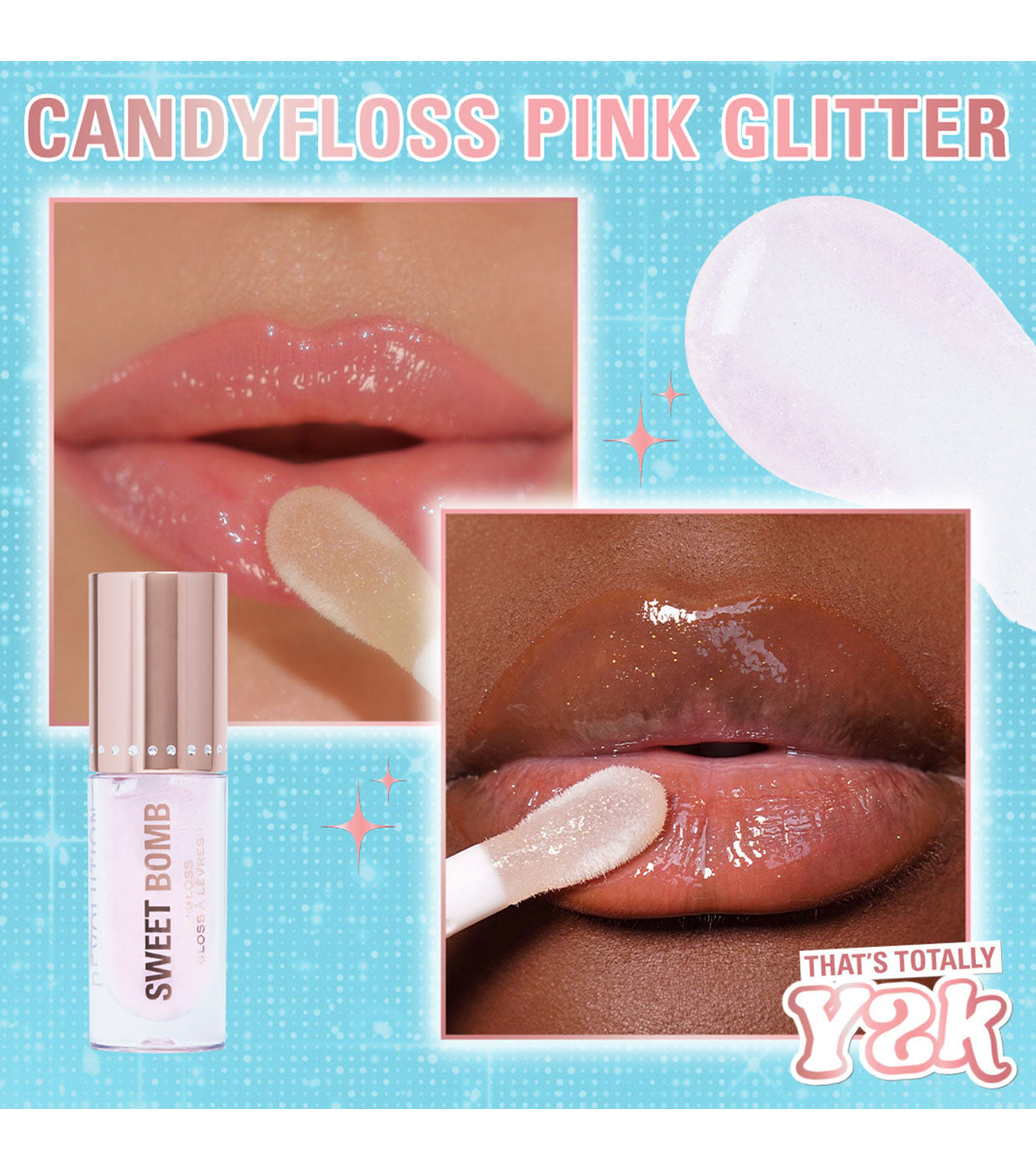 Revolution - *Y2K Baby* - Brillo de labios Sweet Bomb - Candyfloss Pink Glitter